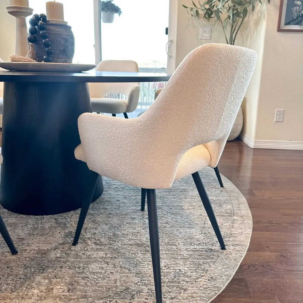 Edwin Upholstered Boucle Dining Chair with Arms (Set of 2)