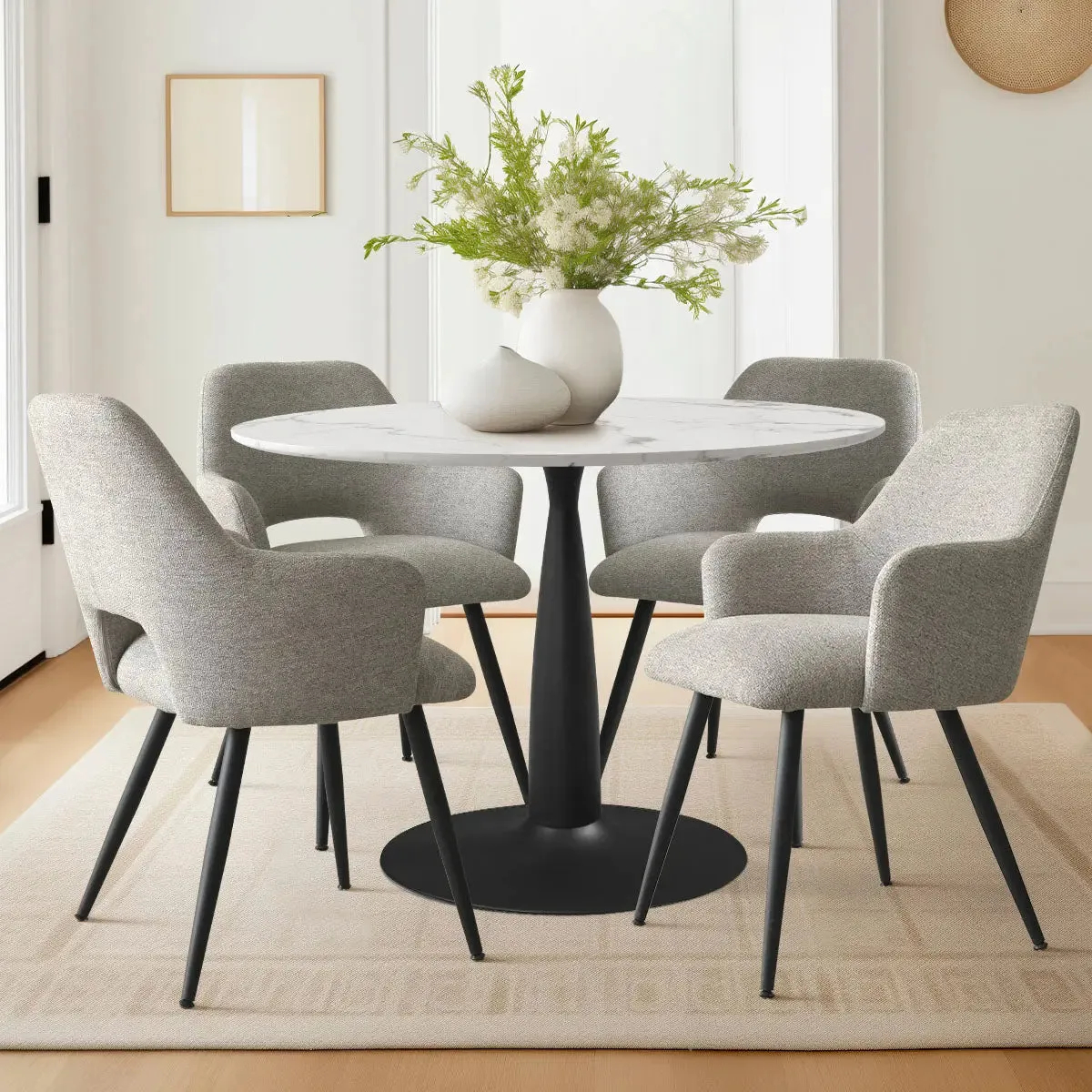 Edwin Upholstered Boucle Dining Chair with Arms (Set of 2)