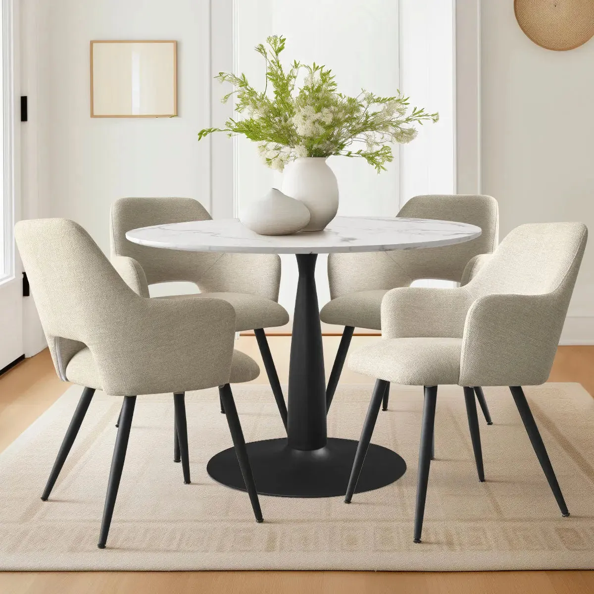 Edwin Upholstered Boucle Dining Chair with Arms (Set of 2)