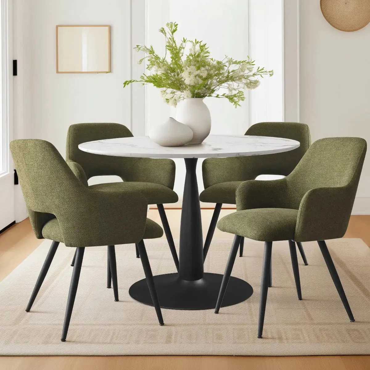 Edwin Upholstered Boucle Dining Chair with Arms (Set of 2)