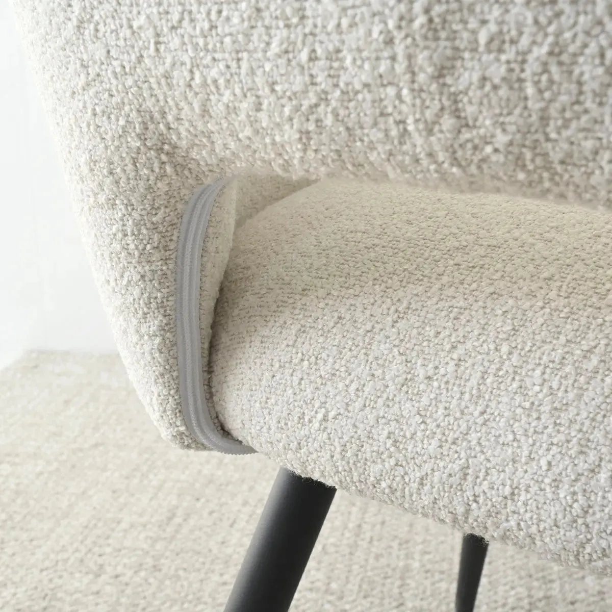 Edwin Upholstered Boucle Dining Chair with Arms (Set of 2)