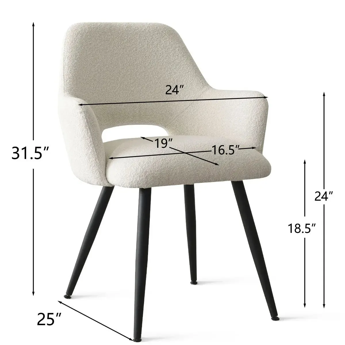 Edwin Upholstered Boucle Dining Chair with Arms (Set of 2)