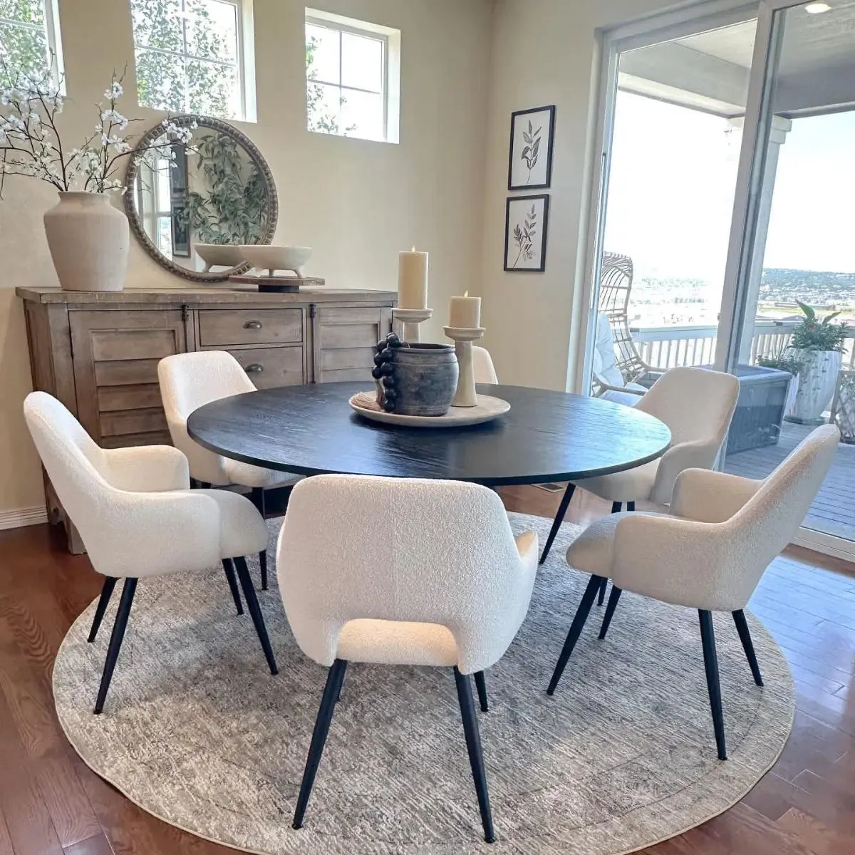 Edwin Upholstered Boucle Dining Chair with Arms (Set of 2)