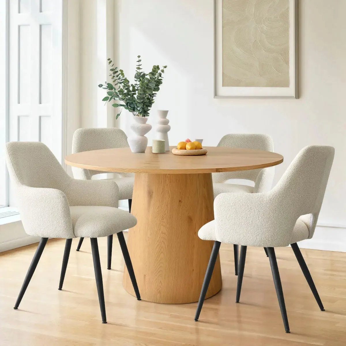Edwin Upholstered Boucle Dining Chair with Arms (Set of 2)