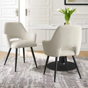 Edwin Upholstered Boucle Dining Chair with Arms (Set of 2)