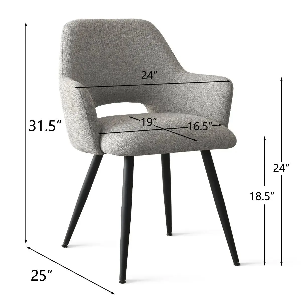 Edwin Upholstered Boucle Dining Chair with Arms (Set of 2)