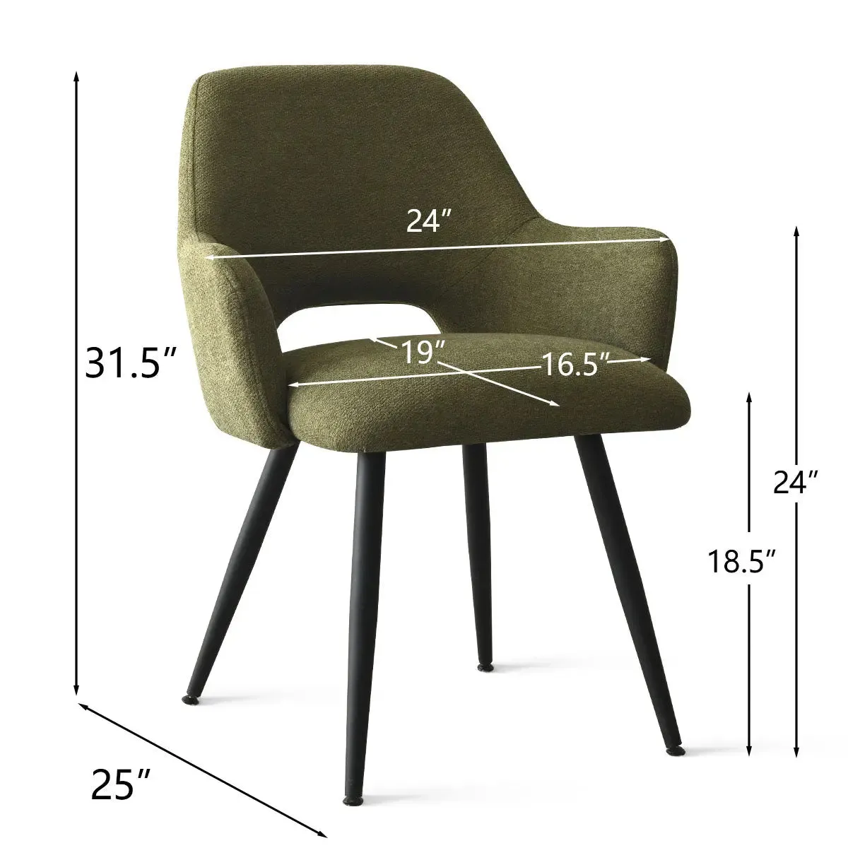 Edwin Upholstered Boucle Dining Chair with Arms (Set of 2)