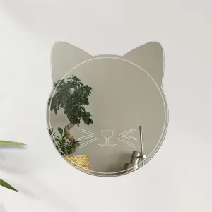EHKO Acrylic Mirror Wall Stickers Cute Cat Decoration Mirror Non-Glass Unbreakable Hanging Mirror Wall Art Aesthetic Kids Mirror for Room Decor-Small