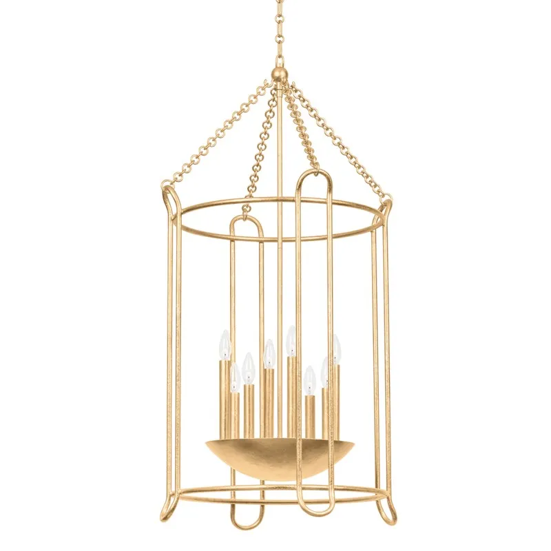 Eight Light Lantern from the Lassen Collection in Vintage Gold Leaf Finish by Troy Lighting