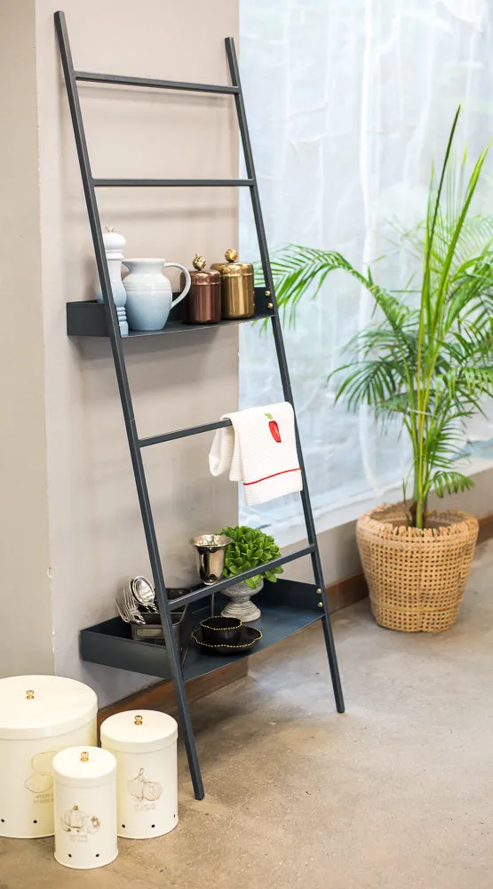 Elan Vulcan Ladder Storage with Shelves (Charcoal Grey)