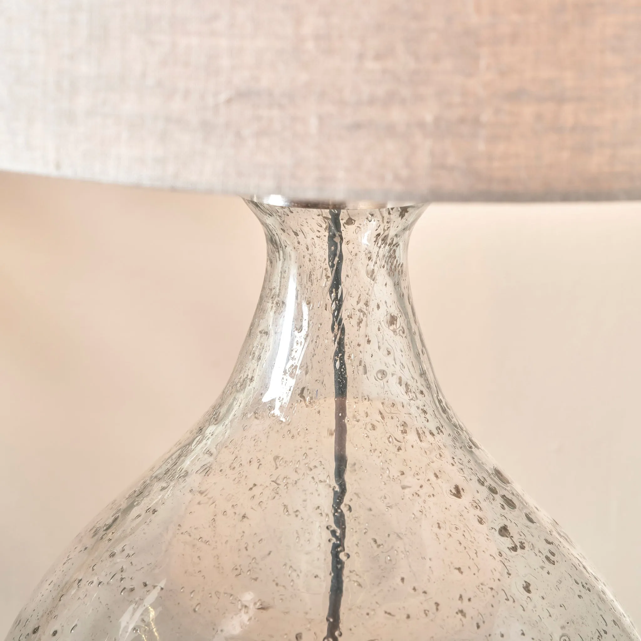 Elysia Bubble Glass and Silver Metal Curved Table Lamp