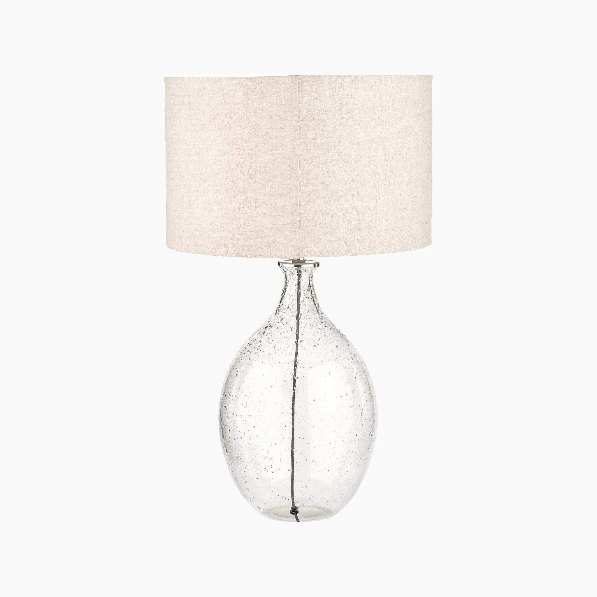 Elysia Bubble Glass and Silver Metal Curved Table Lamp