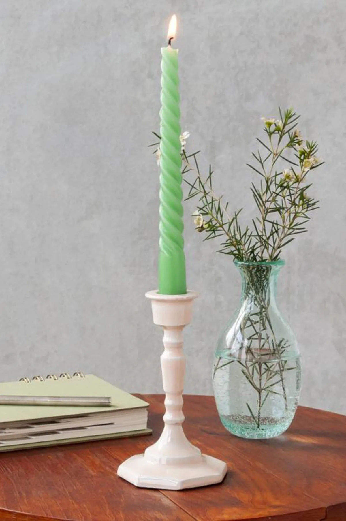 Enamel Candlestick 13cm Pink