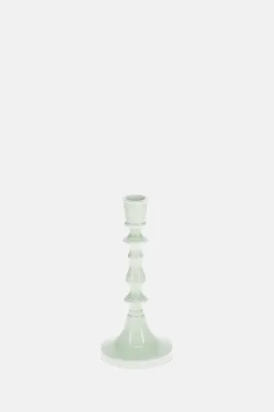 Enamel Candlestick 19cm Light Grey