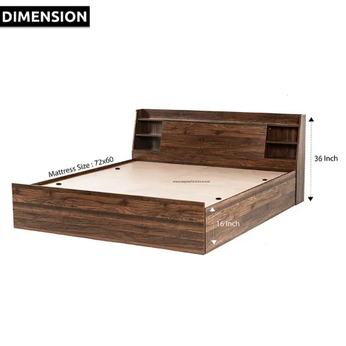 Engineered Classic Style Queen Size Bed with Shelves