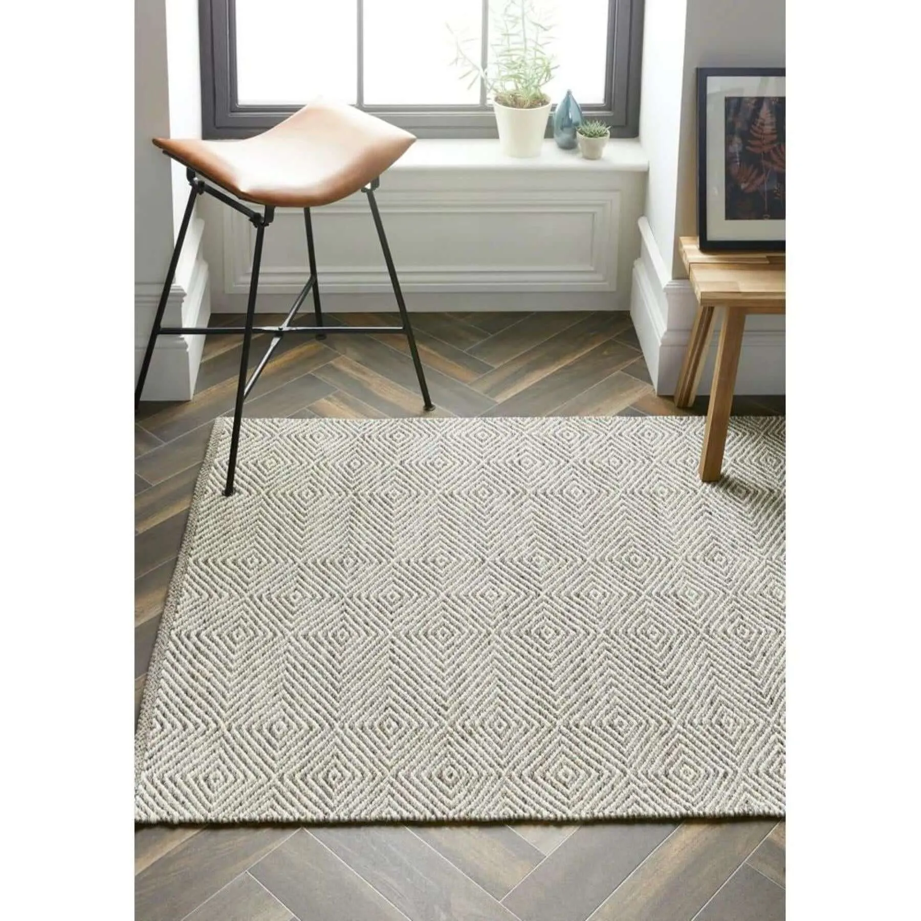 Estelle Diamond Natural Wool Rug