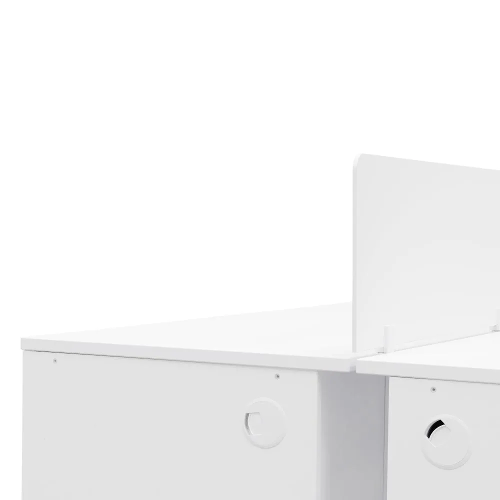 Ex Display - Halo 2 Seater 160cm Office Desk With Privacy Screen - White - Upgraded Legs
