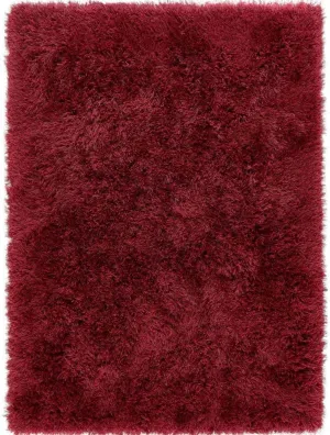 Extravagance Wine Red Shaggy Rug