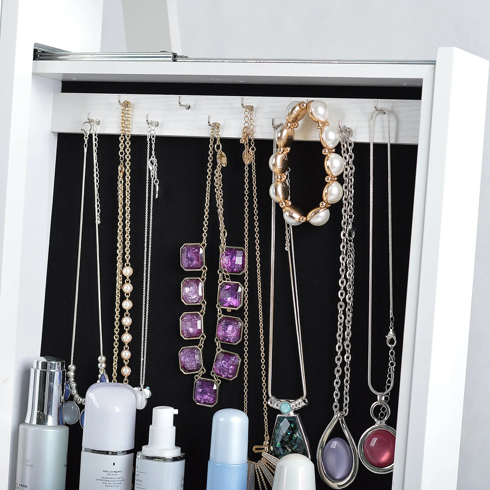 Fashion Full Mirror Standing Mirror Jewelry Cabinet  With Two Storage Drawers