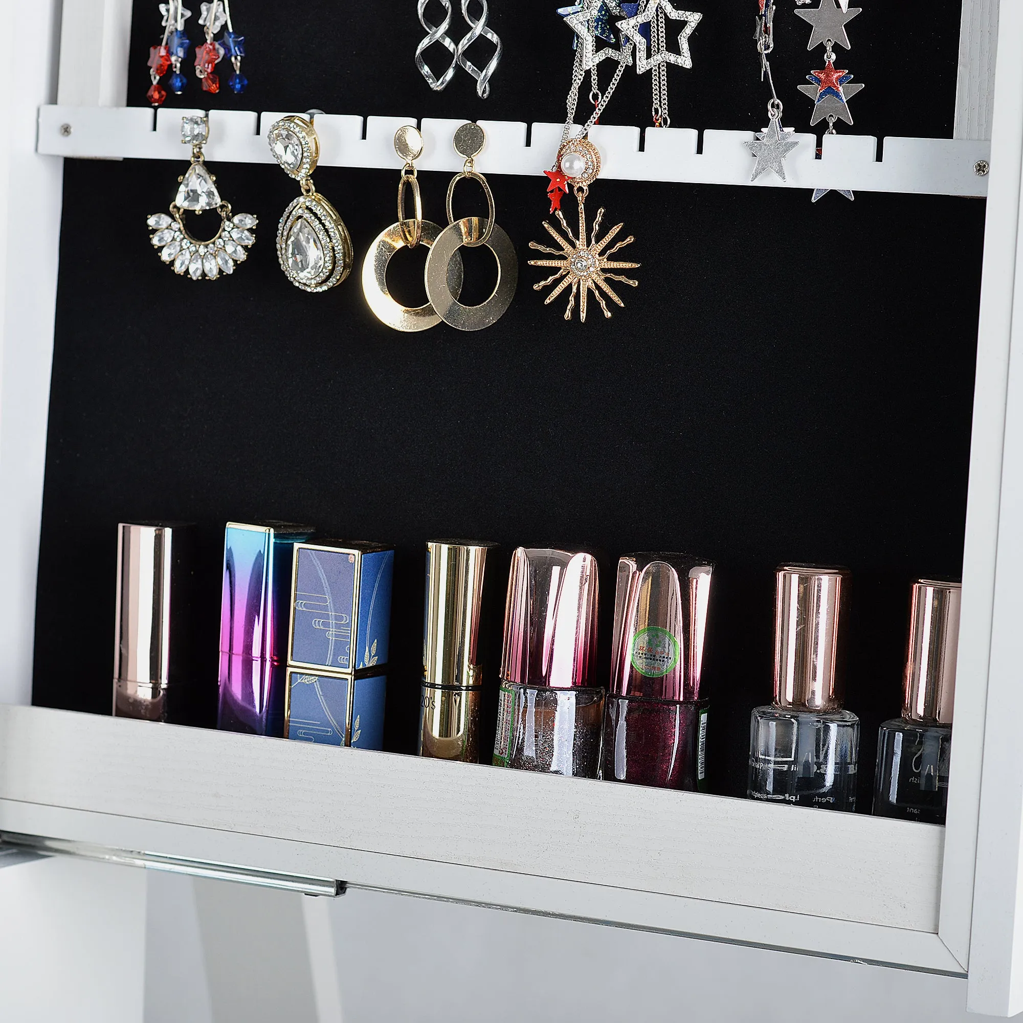 Fashion Full Mirror Standing Mirror Jewelry Cabinet  With Two Storage Drawers