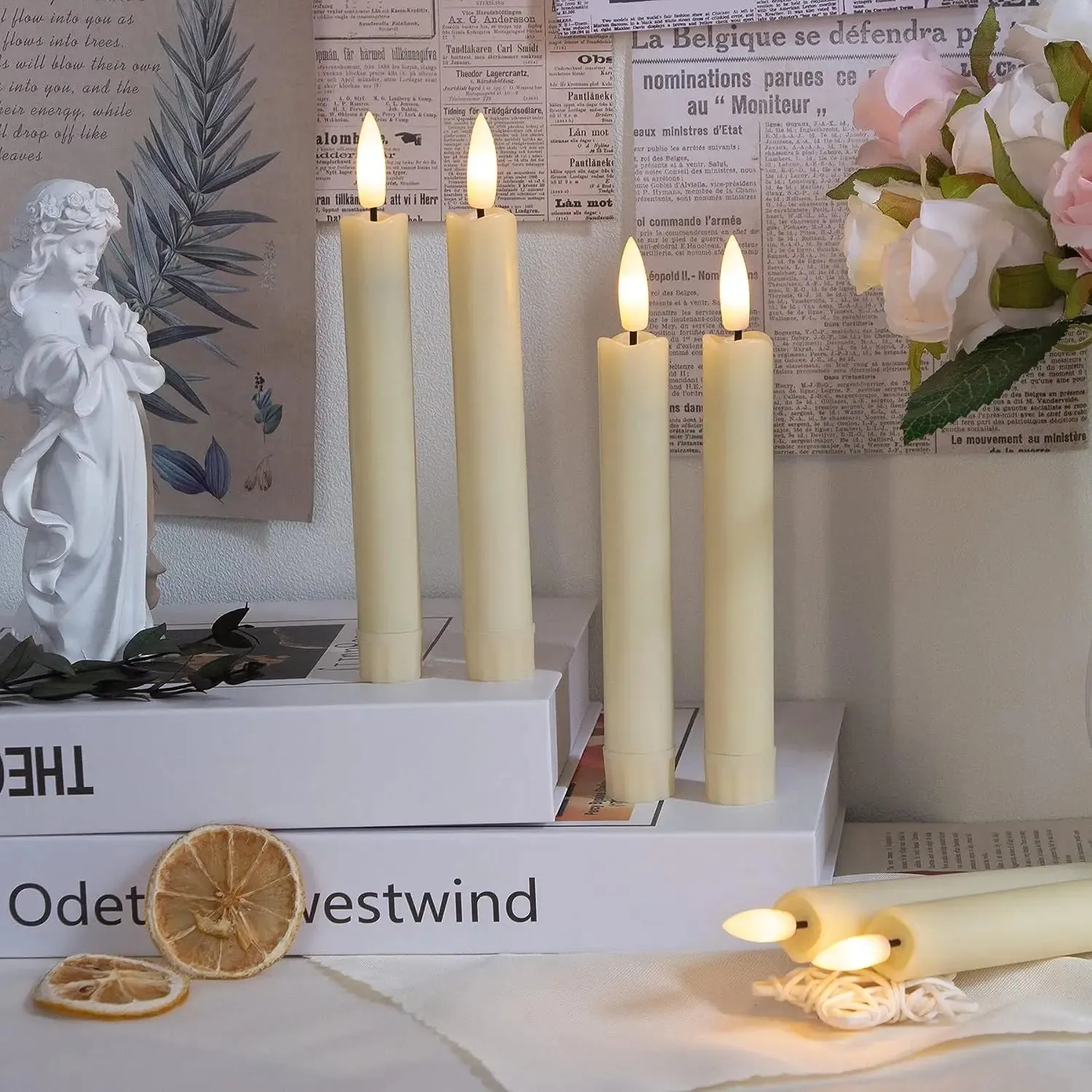 Flameless Taper Candlesticks Flickering Led Battery Operated Home Decor