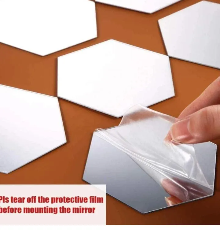 Flashy 10 Pcs Wall Mirror ( Free 4pcs Small Acrylic Design with Buying This Pack) 3D Acrylic Hexagon Shape DIY Wall Sticker Decor Self Adhesive