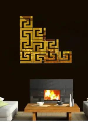 Flashy 10PcsWall Mirror( Free 4pcs Small Acrylic Design with Buying This Pack) 3D Acrylic Geometric Shape DIY Wall Sticker Decor Self Adhesive