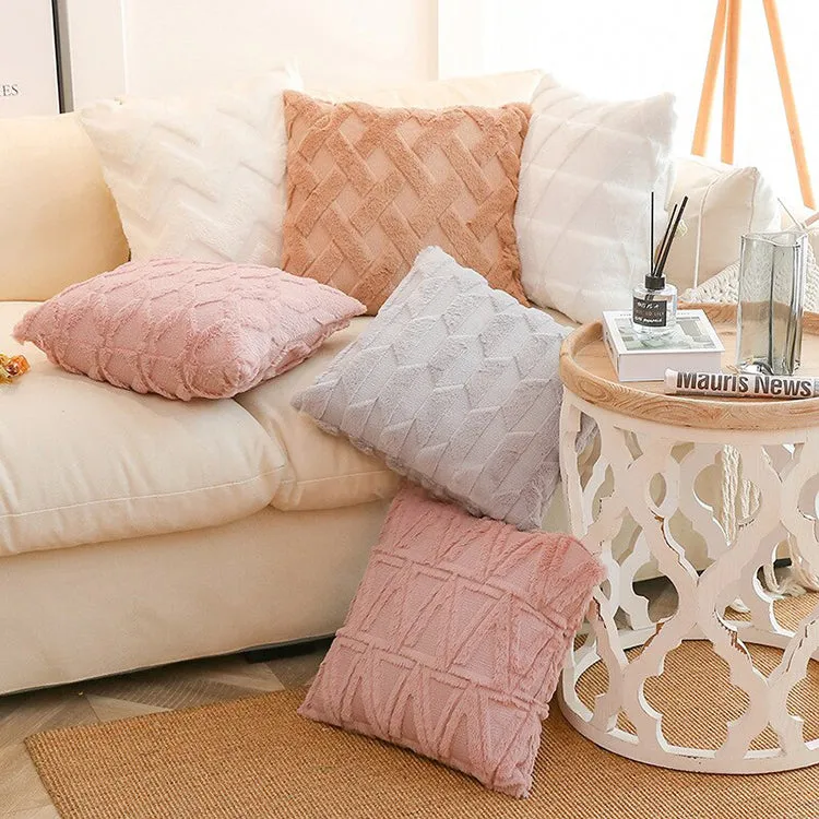 Fluffy Scatter Cushion | Caramel Grid