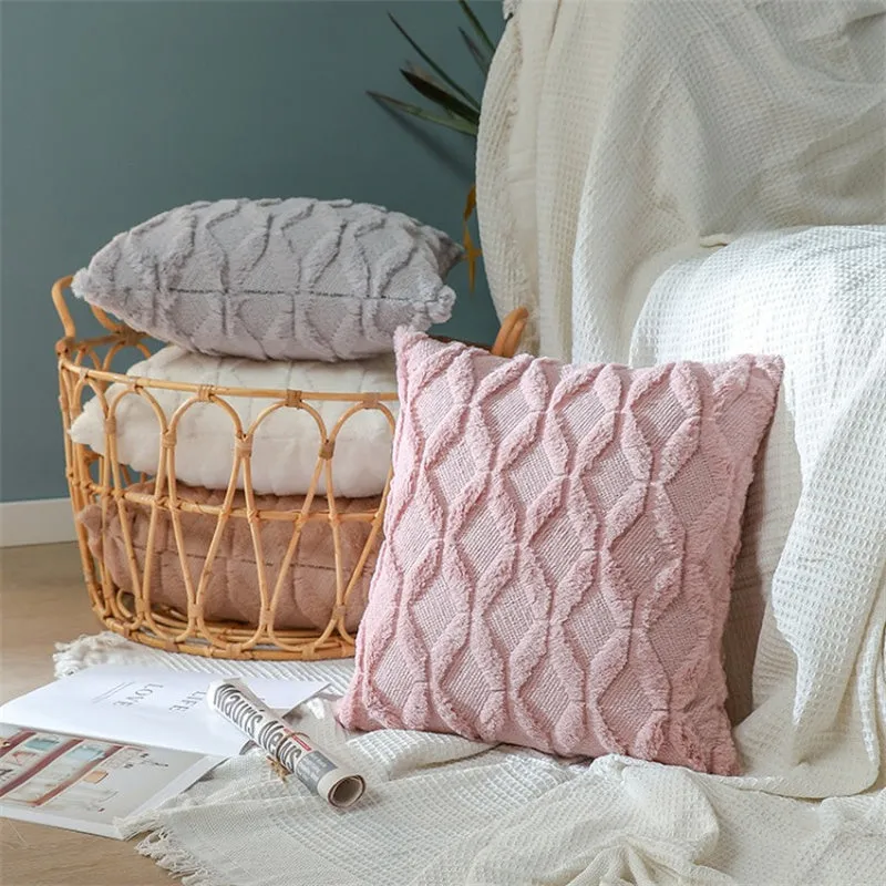 Fluffy Scatter Cushion - Dusty Pink Diamond