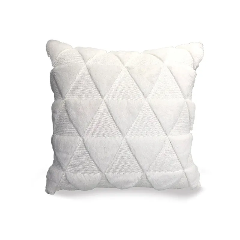 Fluffy Scatter Cushion - White Triangle