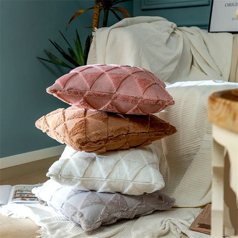 Fluffy Scatter Cushion - White Triangle