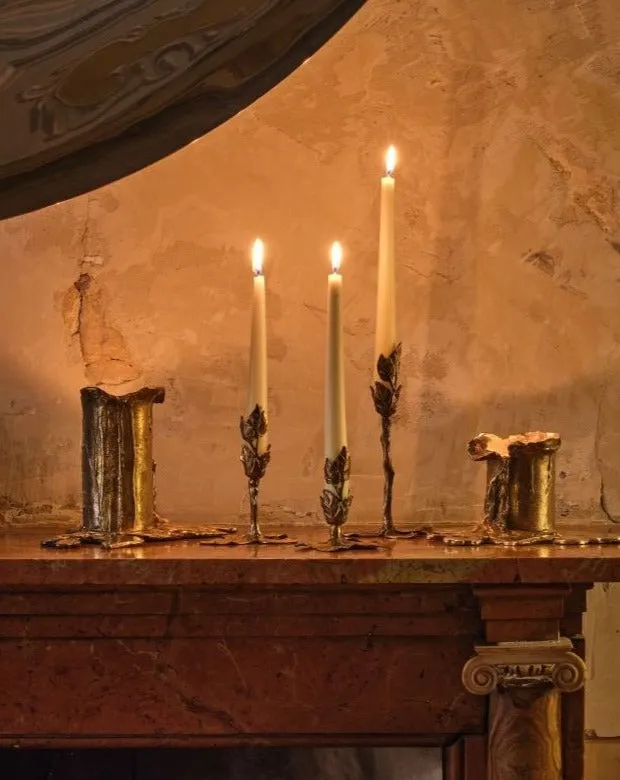 Foglie Bronze Candlestick by Osanna Visconti, Large