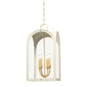 Four Light Lantern from the Lincroft Collection in Vintage Gold Leaf/Soft Sand Finish by Hudson Valley