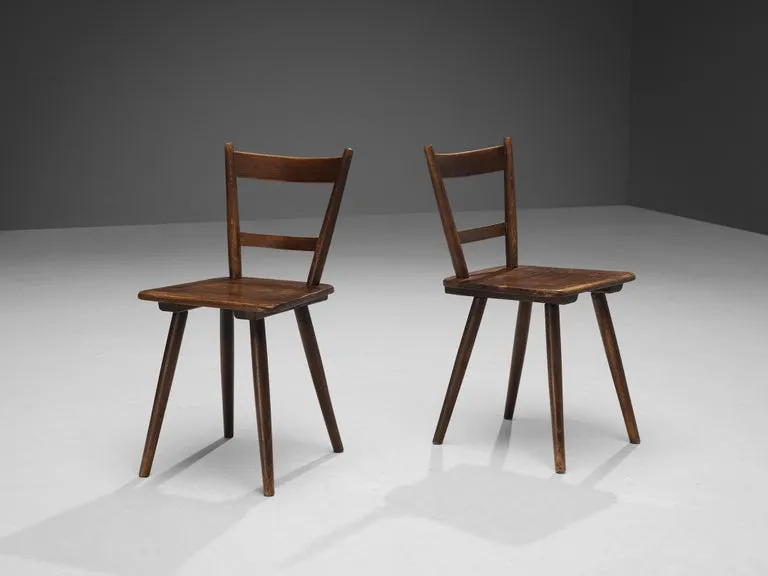 French Pastoral Chairs in Stained Wood