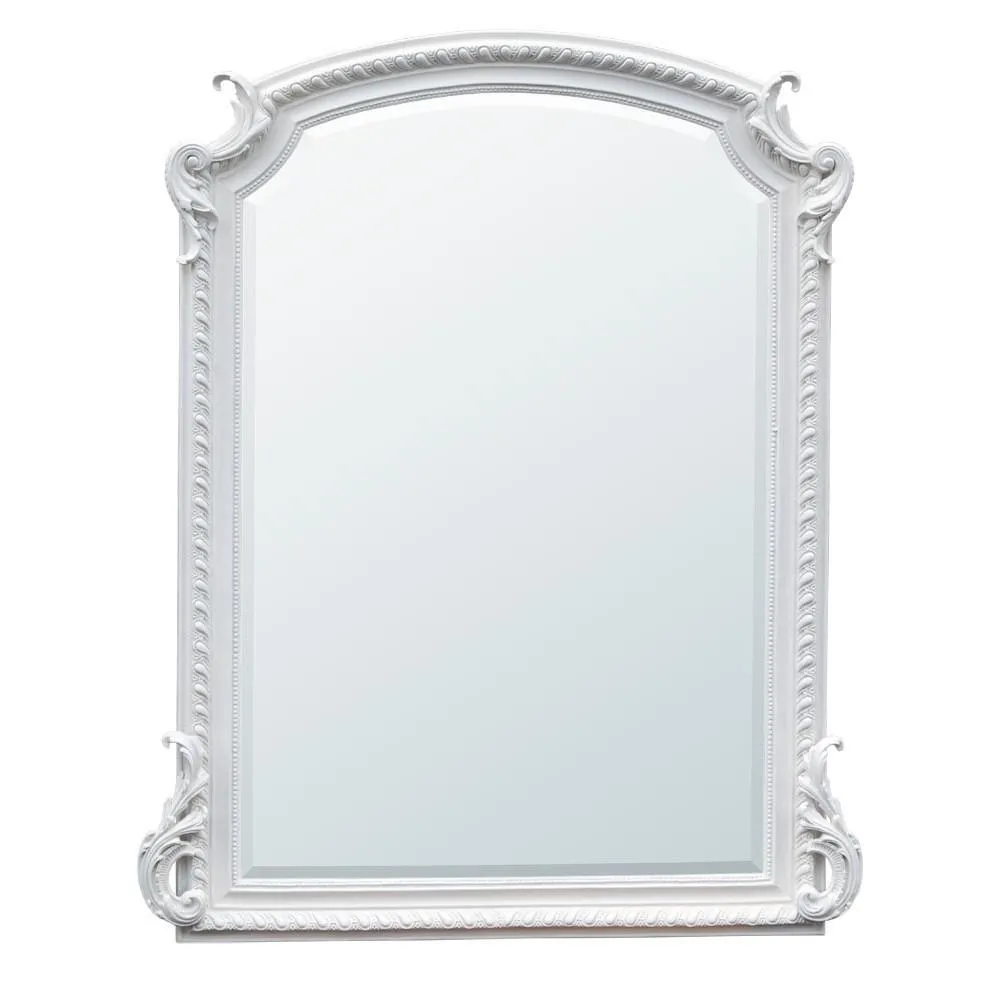 French Style White Clay Paint Overmantle Bevelled Edge Mirror