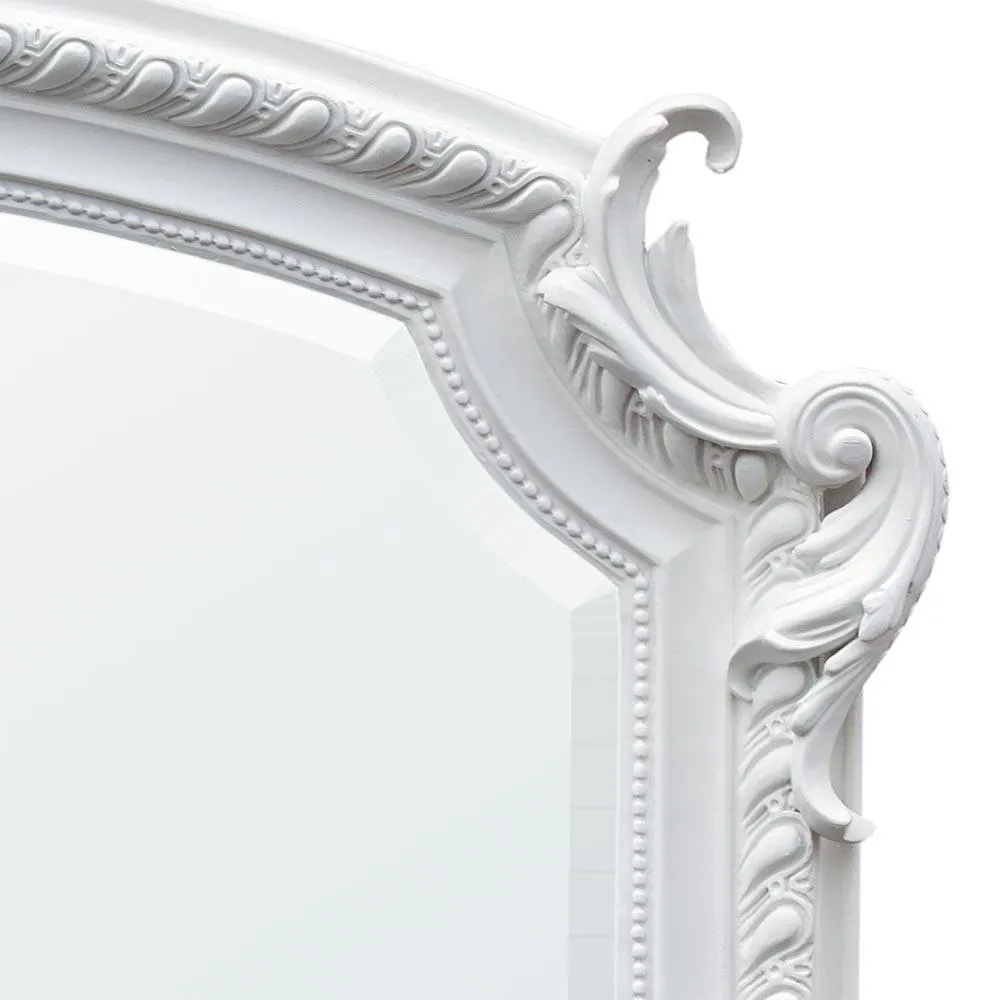 French Style White Clay Paint Overmantle Bevelled Edge Mirror