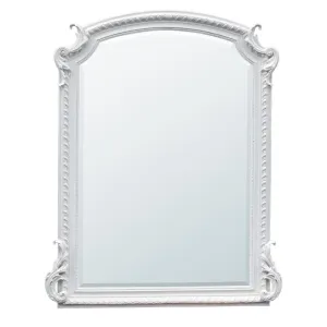 French Style White Clay Paint Overmantle Bevelled Edge Mirror