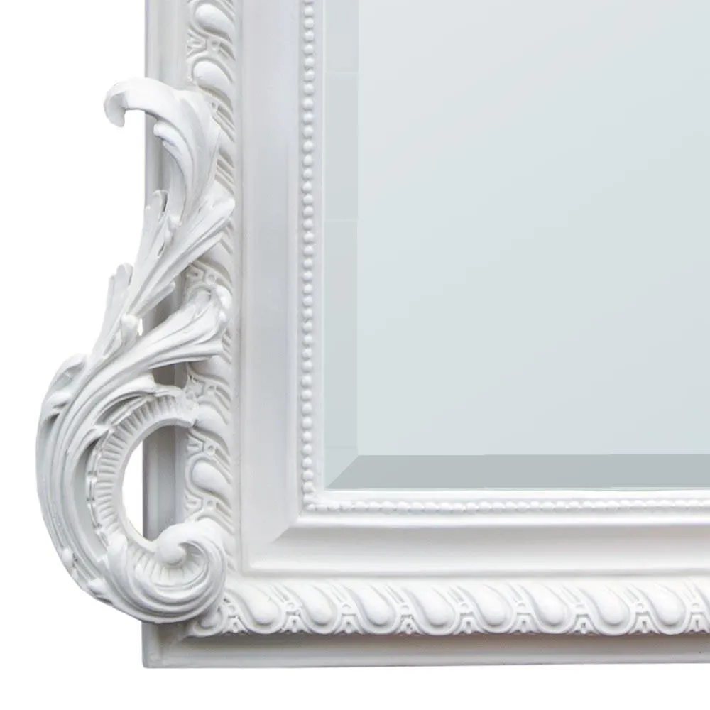French Style White Clay Paint Overmantle Bevelled Edge Mirror