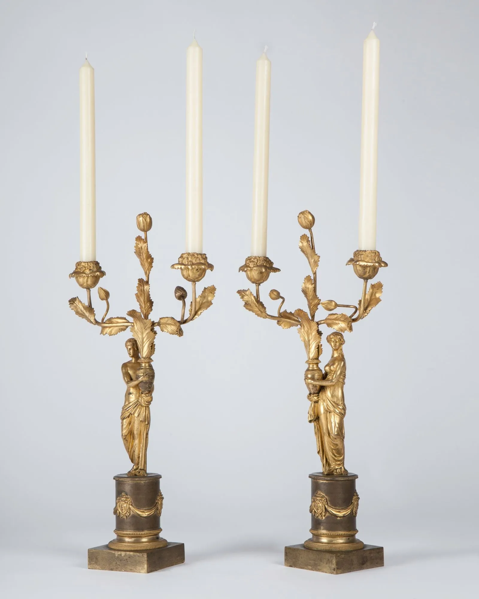 Gilded Bronze Foliate Candelabra