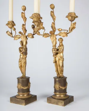 Gilded Bronze Foliate Candelabra