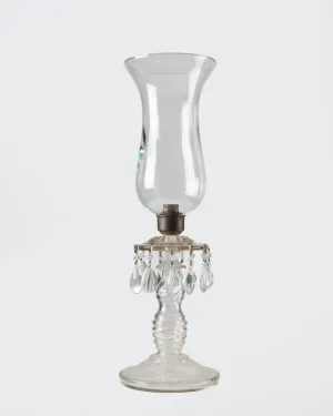 Glass Candle Holder with Hurricane Shade and Crystal Prisms