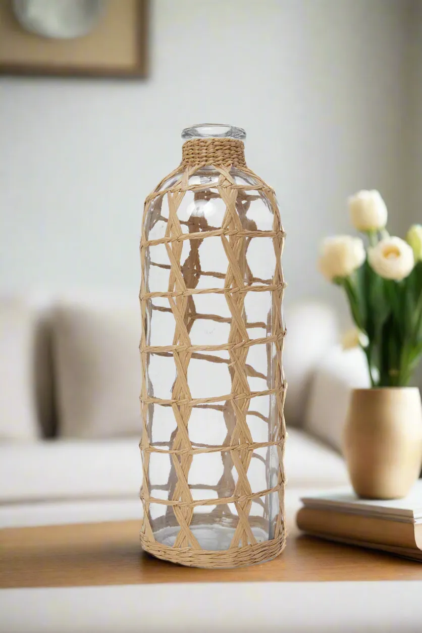 Glass Vase Knotted With Rope