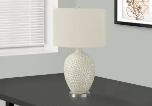 Glowing Elegance: Cream Ceramic Table Lamp - Illuminate your space! 28"H