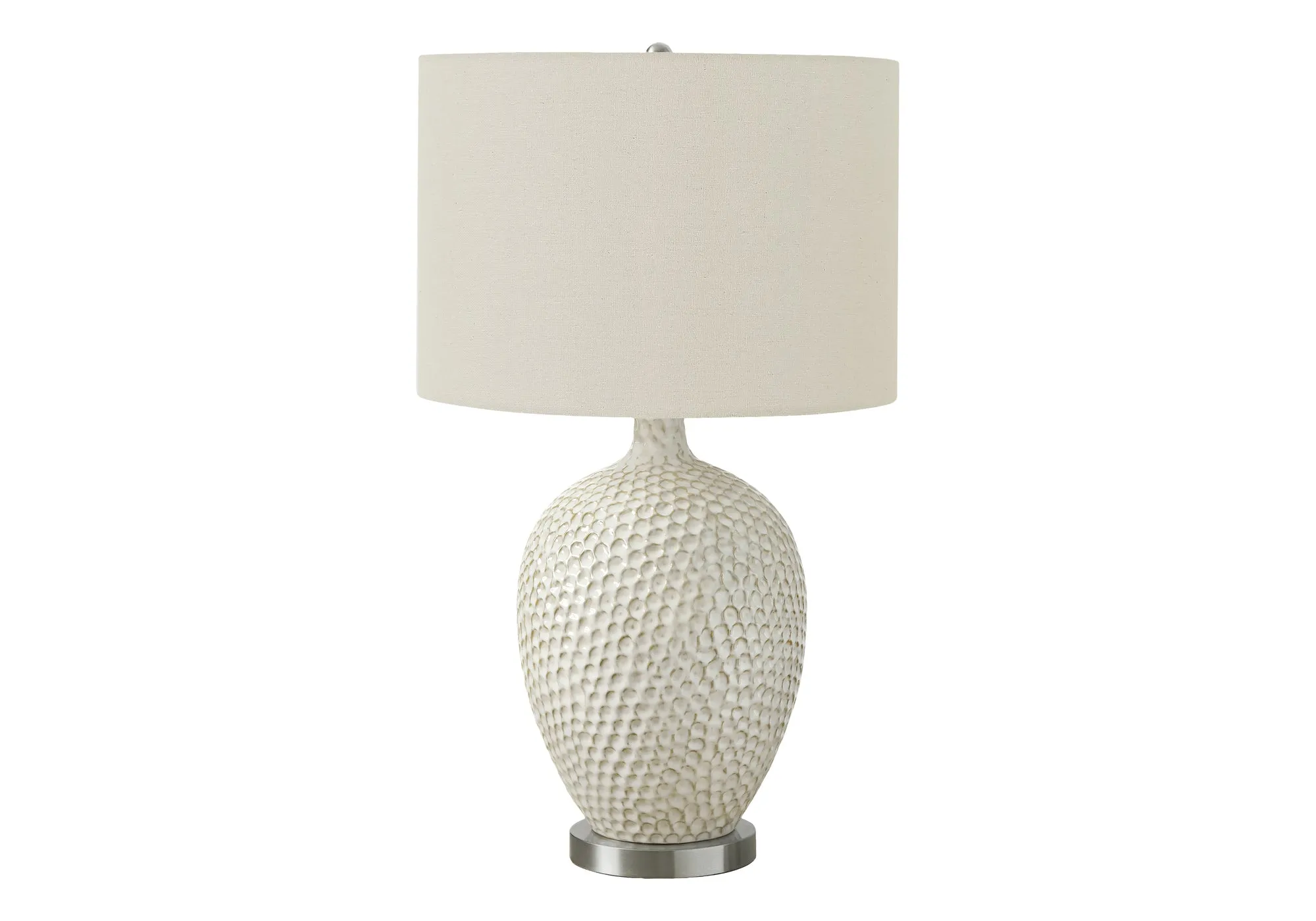 Glowing Elegance: Cream Ceramic Table Lamp - Illuminate your space! 28"H