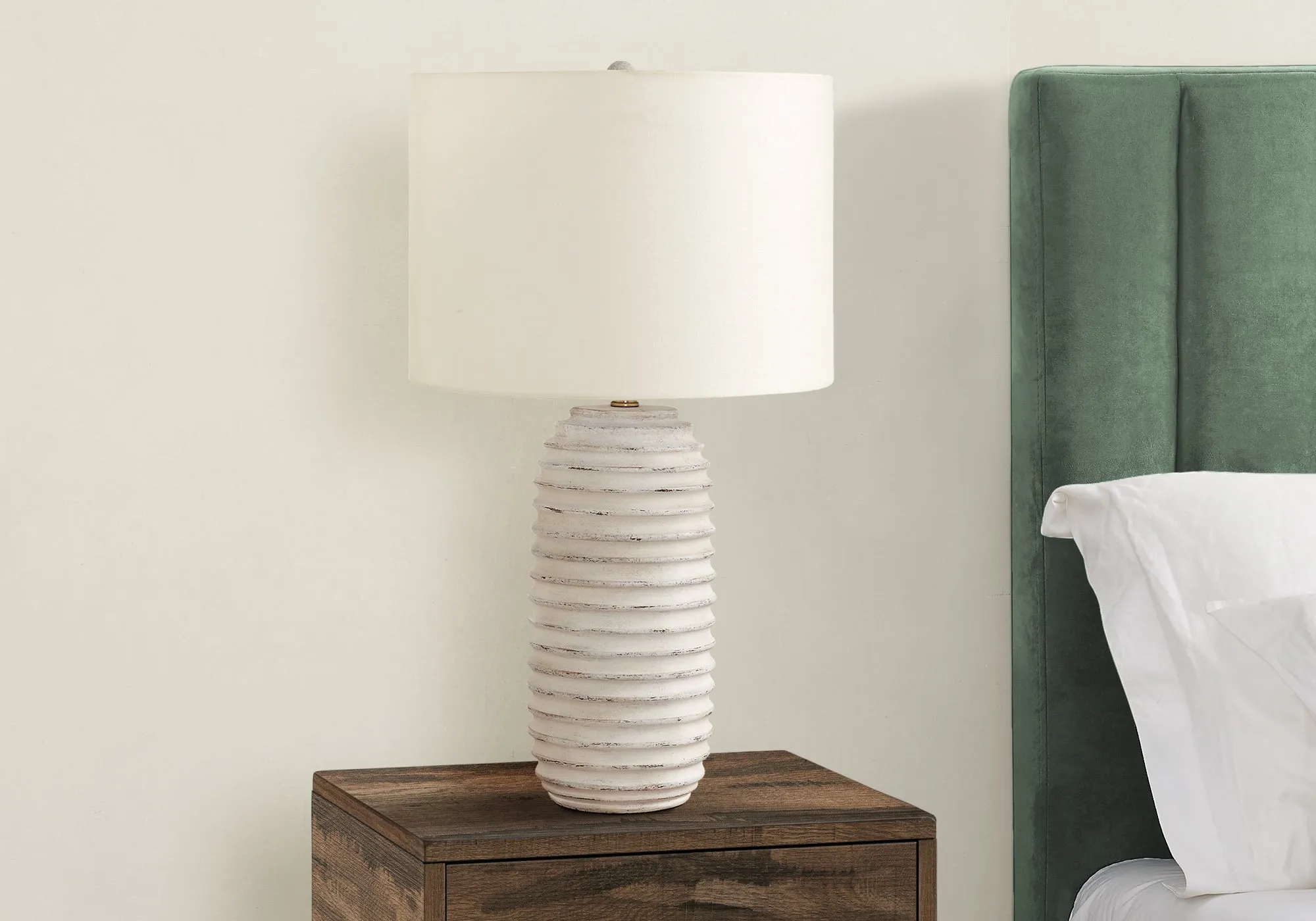 GlowWave 28" Cream Resin Table Lamp - Illuminate Your Space with Transitional Elegance