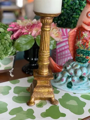 Gold Pillar Candle Holder, Italian Column Design with Pedestal Base