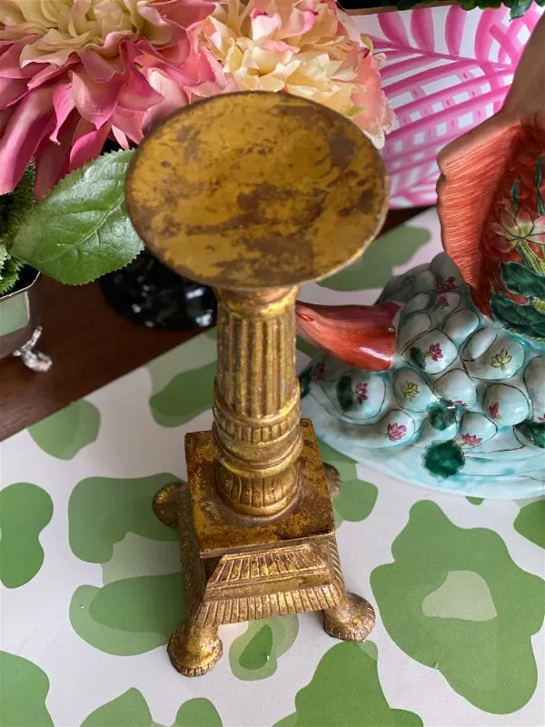 Gold Pillar Candle Holder, Italian Column Design with Pedestal Base