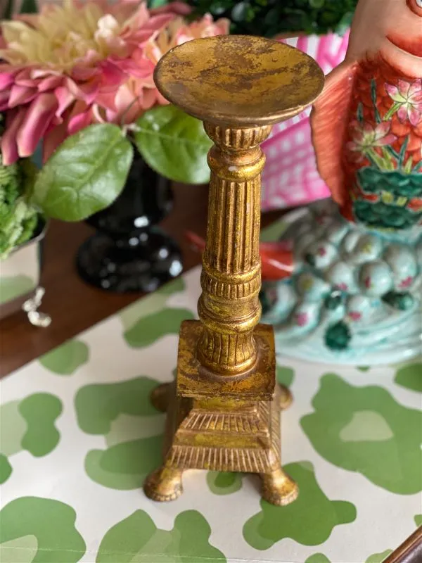 Gold Pillar Candle Holder, Italian Column Design with Pedestal Base