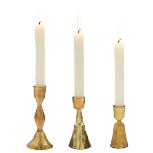 Gold Zora Forged Candlesticks