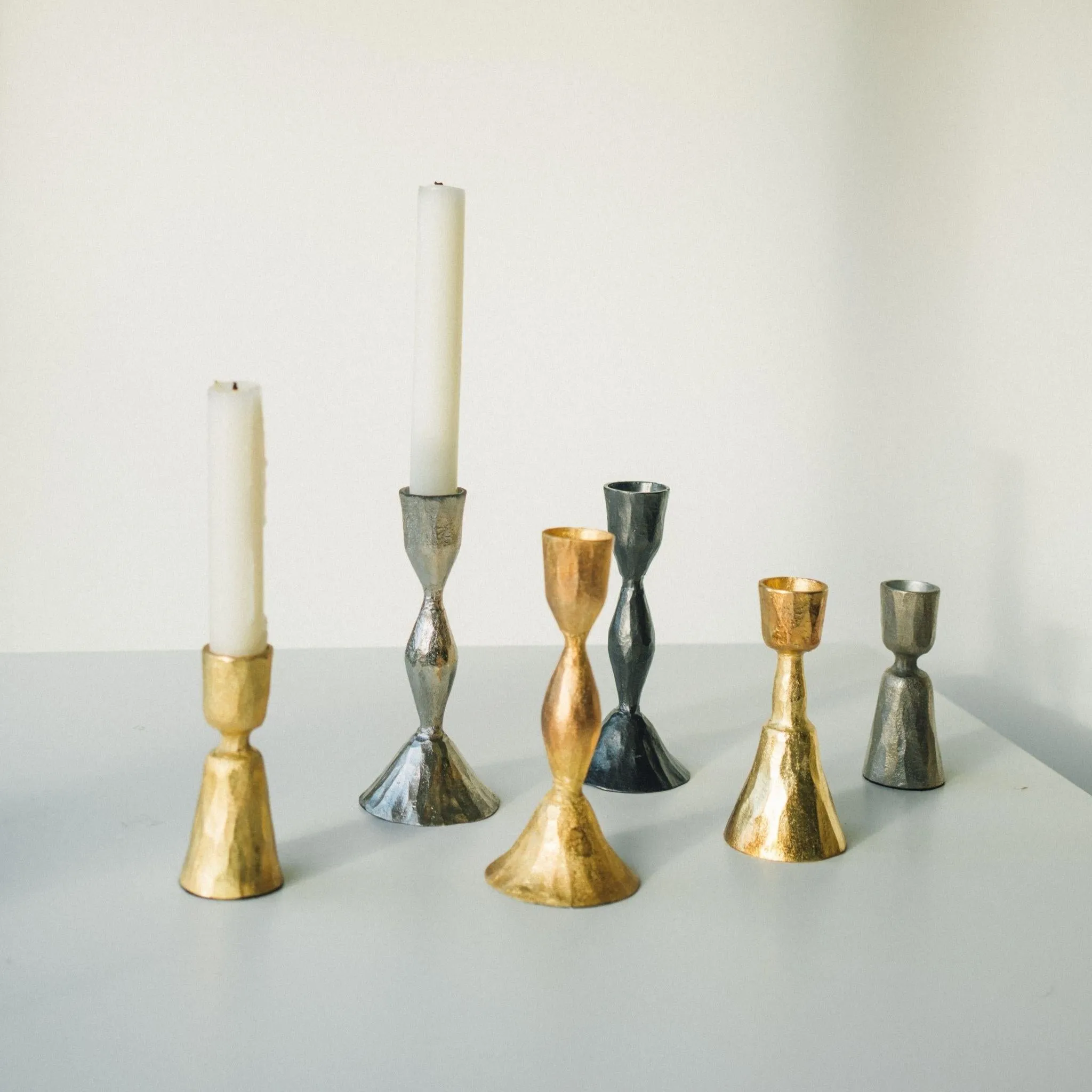 Gold Zora Forged Candlesticks
